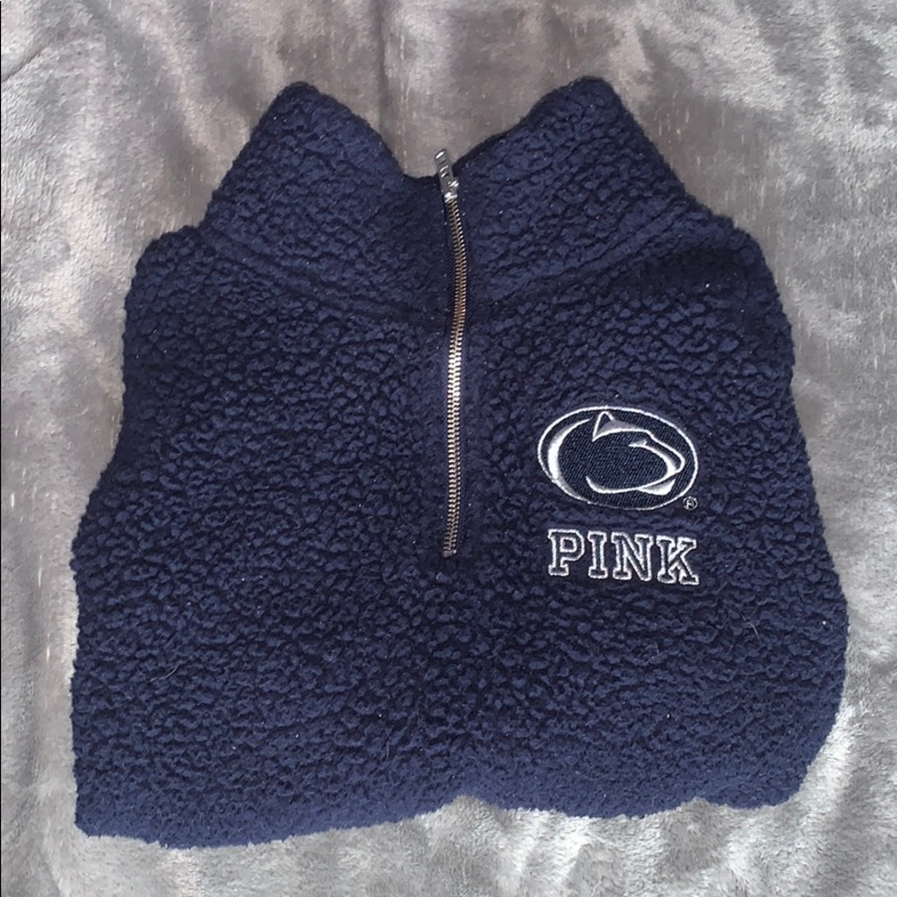 XS navy blue sherpa Penn State University PINK